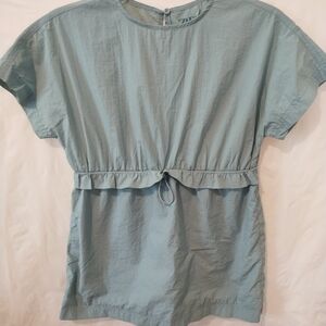 ZARA SEA GREEN NYLON SHORTSLEEVE ELASTICIZED WAIST MIDI ROMPER GIRLS SIZE 6-7Y